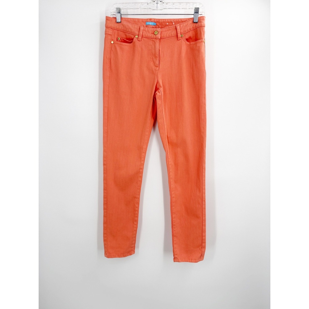 J. McLaughlin Womens Coral Orange Skinny Jeans Size 6 Gold Hardware Five Pocket